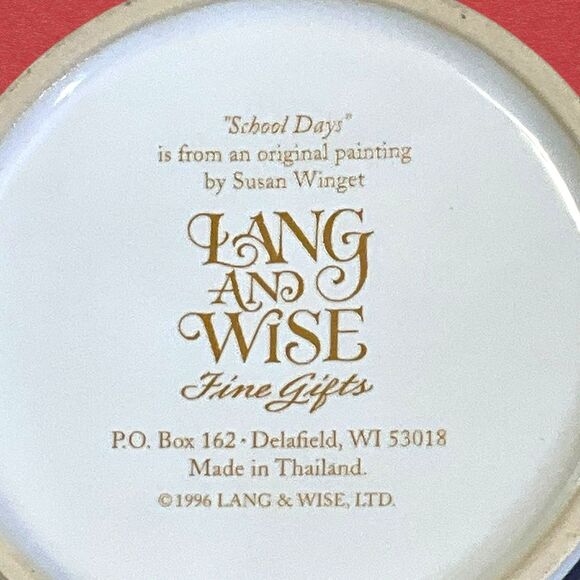 Lang and Wise Susan Winget Ceramic Coffee Cup Mug School Days Flag Vintage 1996 - Picture 10 of 16